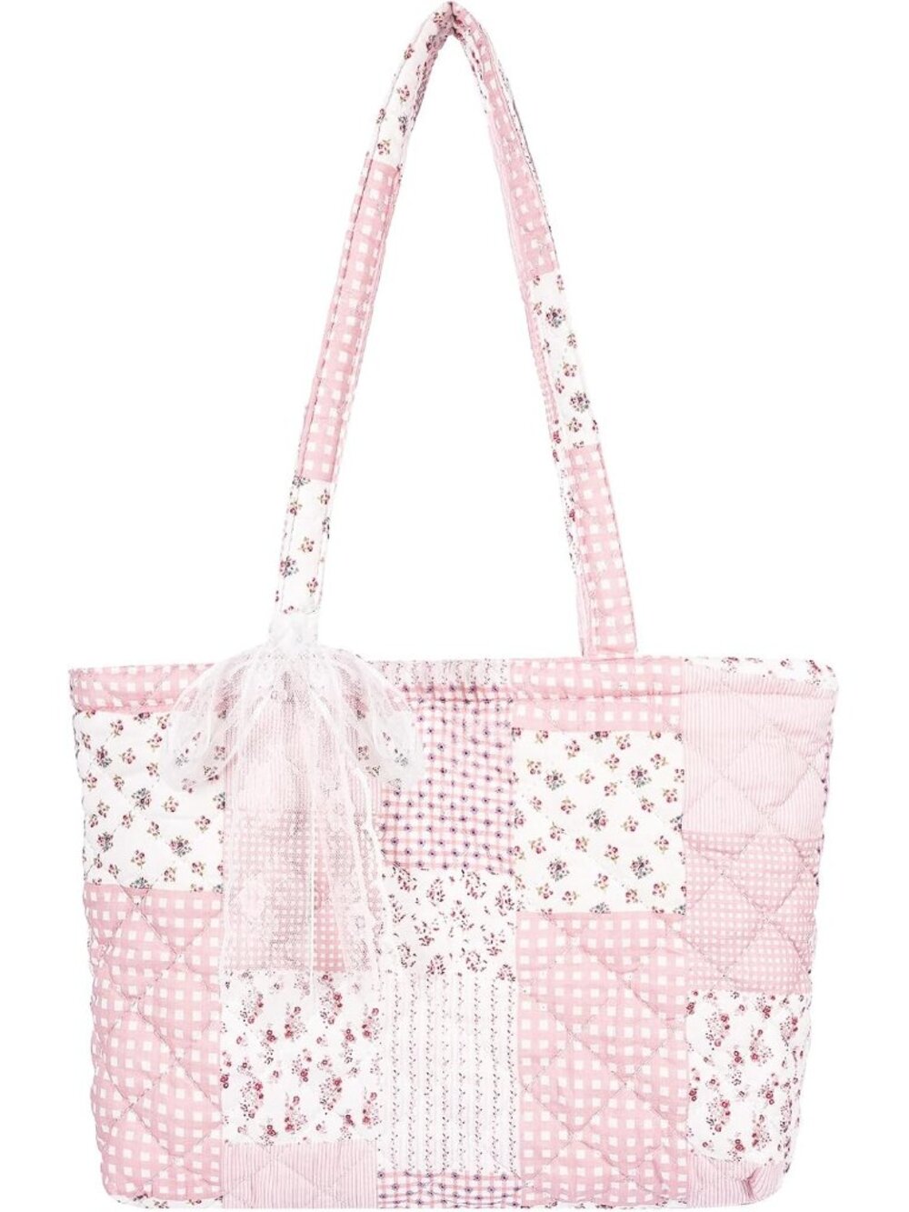 Quilted Small Tote Bag for Women, Lightweight Floral Shoulder Bag,Soft College T